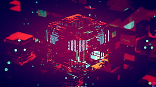 red and brown abstract artwork, cube
