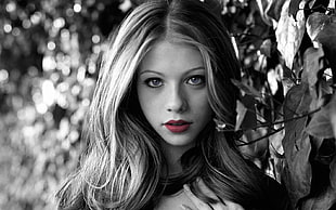 selective color of woman red lip HD wallpaper