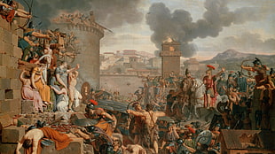 painting of war, ancient greece, painting, classical art HD wallpaper