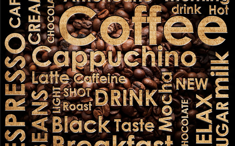 coffee cappuchino advertisement, coffee, typography, artwork HD wallpaper