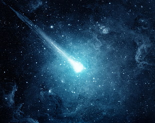 galaxy digital wallpaper, universe, meteors