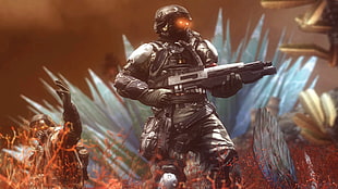 soldier holding shotgun illustration