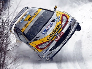 silver and yellow Peugeot 206, car, Peugeot, rally cars, Rally HD wallpaper