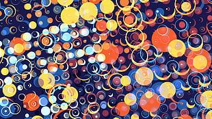 blue, yellow, and orange digital wallpaper, fractal, pastel, abstract, artwork