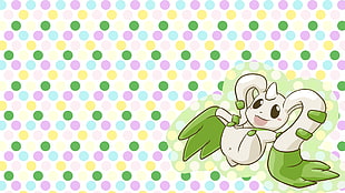 white and green abstract painting, terriermon, Digimon Adventure, imalune, polka dots