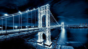 Brooklyn Bridge, Brooklyn, lights, bridge, George Washington Bridge