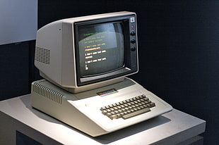 close up photo of turned on vintage computer