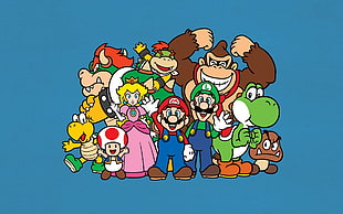 Super Mario Bros. characters illustration HD wallpaper