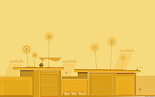 yellow buildings illustration, simple background