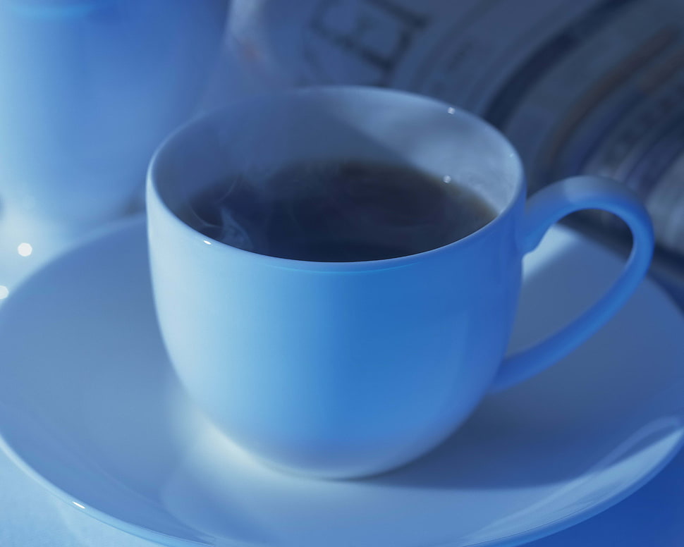 white ceramic coffee cup with saucer HD wallpaper