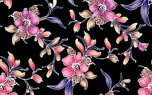 photo of purple, yellow, and pink floral textile