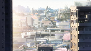 assorted buildings, anime, Japan, The Garden of Words, cityscape