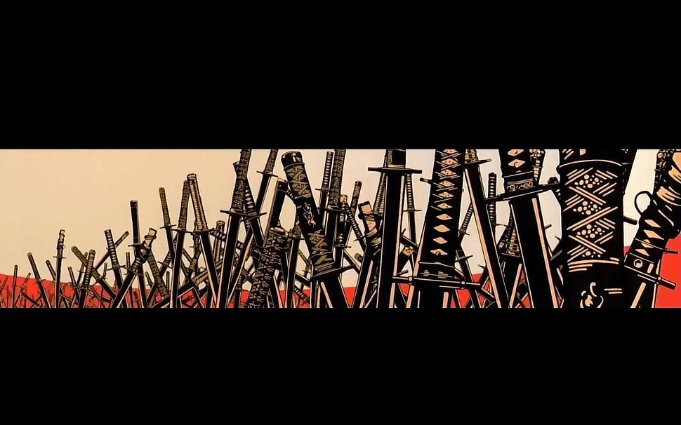 black swords illustration, Samurai Champloo, sword, samurai, katana HD wallpaper