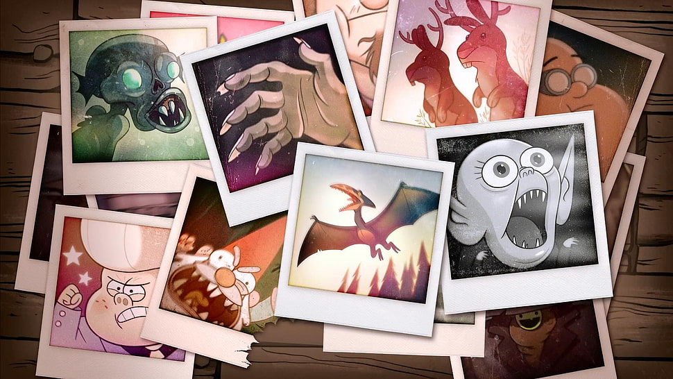 three assorted photo frames photo collage, Gravity Falls HD wallpaper