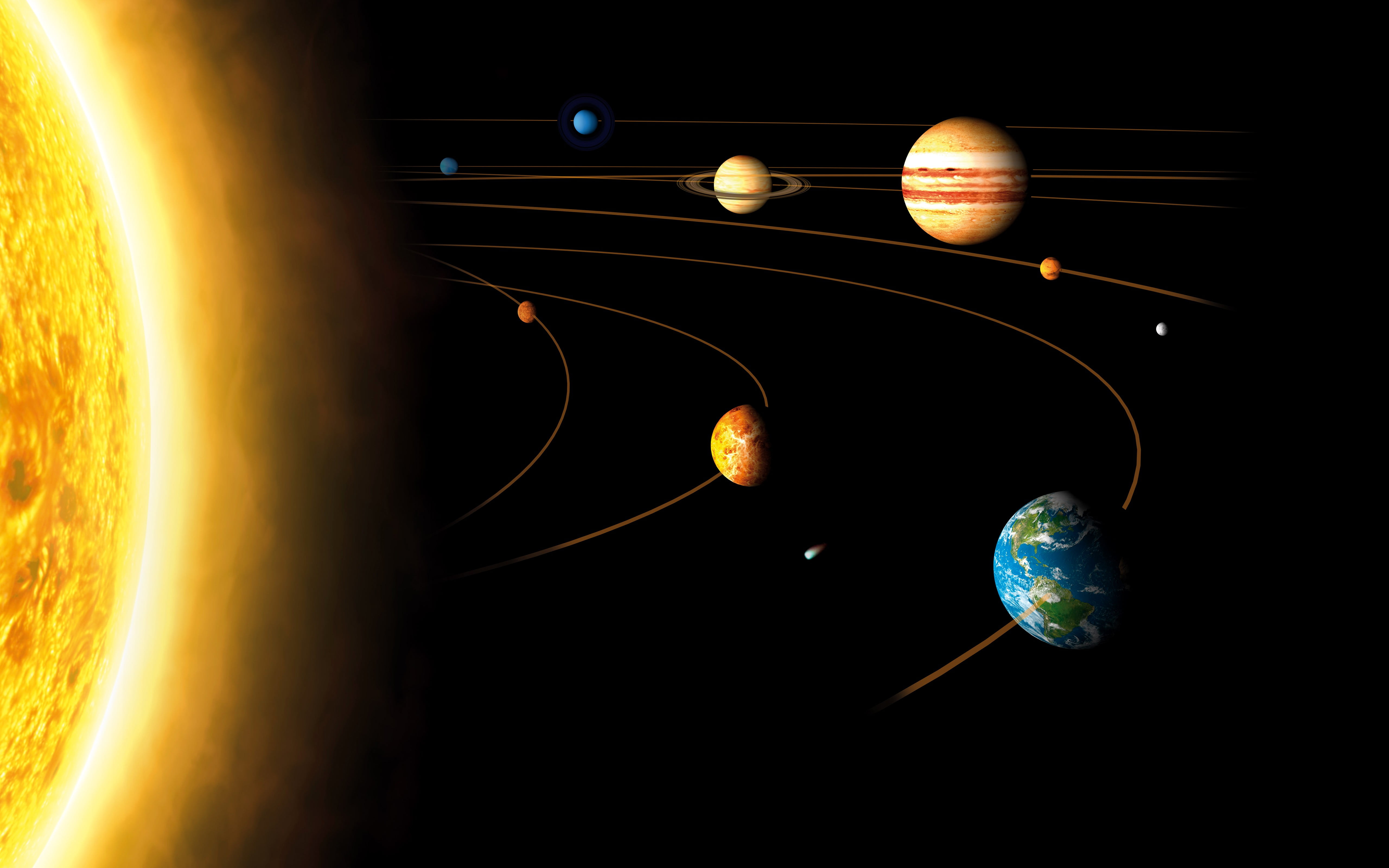 Solar system planets and sun digital wallpaper