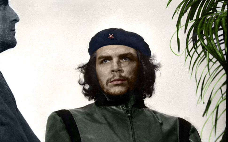men's gray zip-up top, Che Guevara, colorized photos, hat, beards HD wallpaper