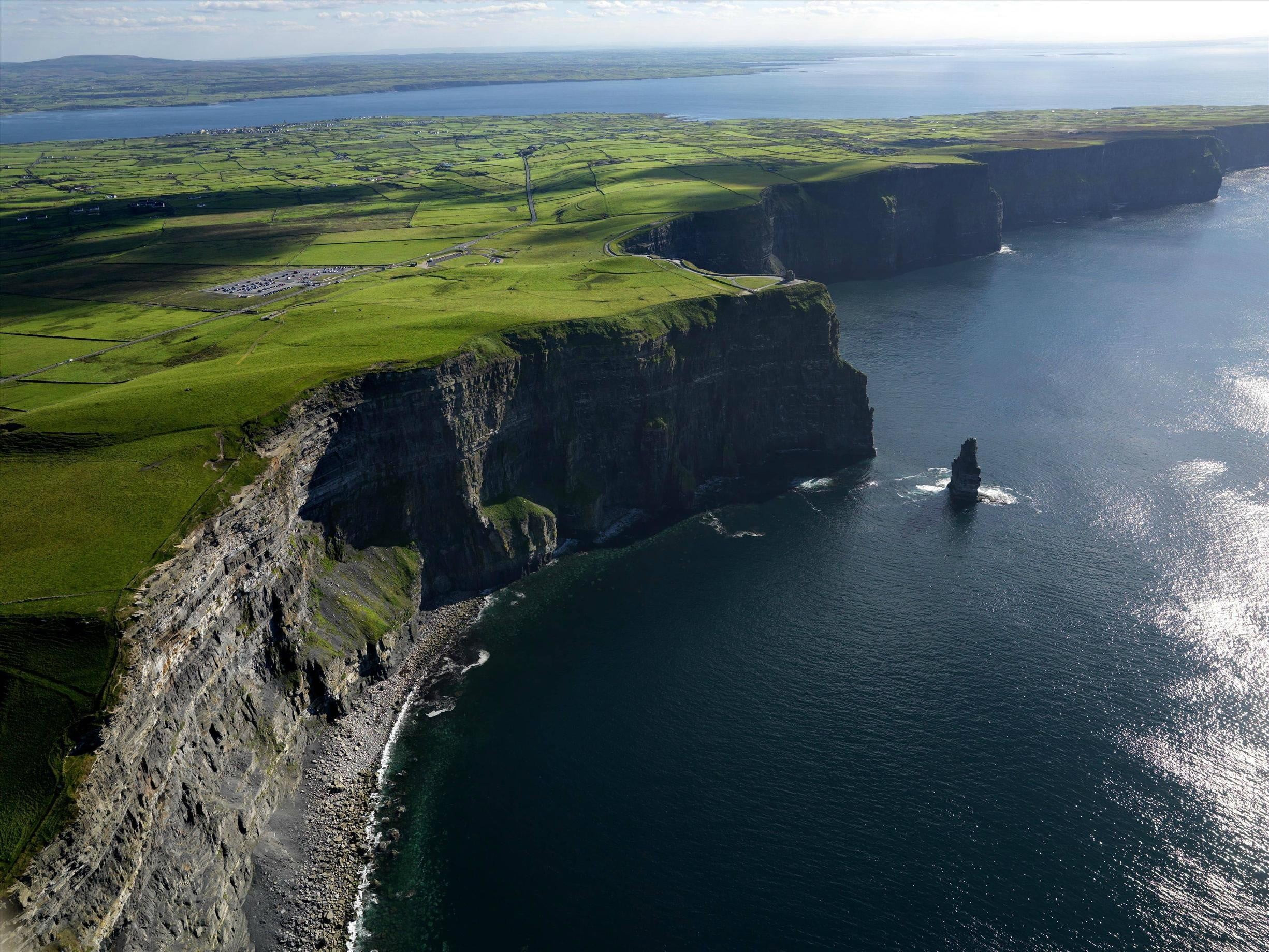 grass land, nature, landscape, cliff, sea