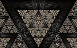 black and gray zebra print bed frame, fractal, abstract, triangle, geometry