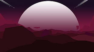 pink and brown graphic art, minimalism, planet