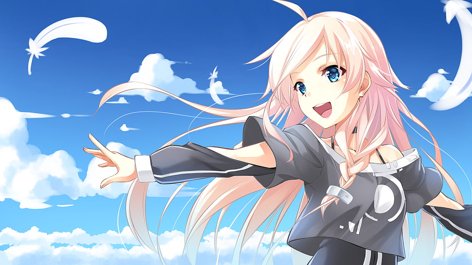 female anime character wearing black dress HD wallpaper