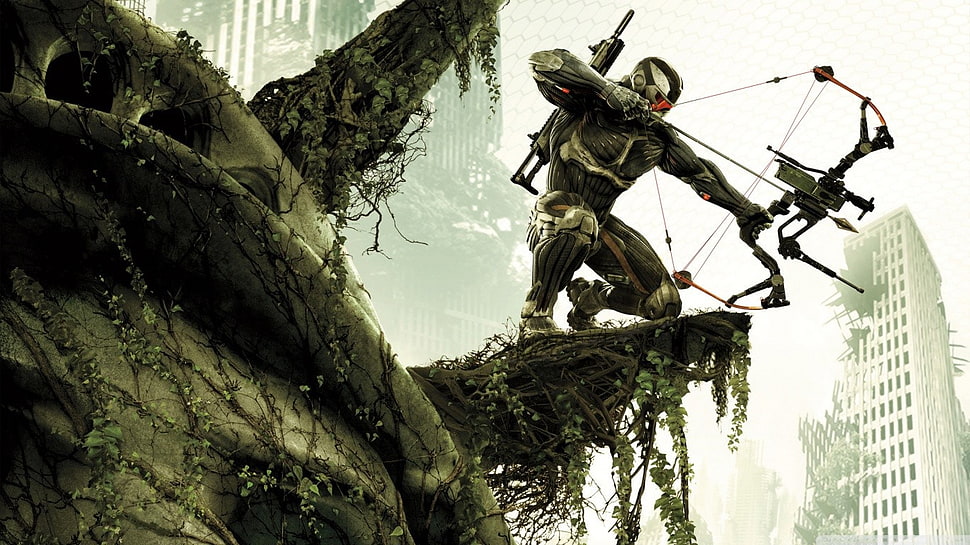 man holding bow game wallpaper, Crysis 3, video games HD wallpaper