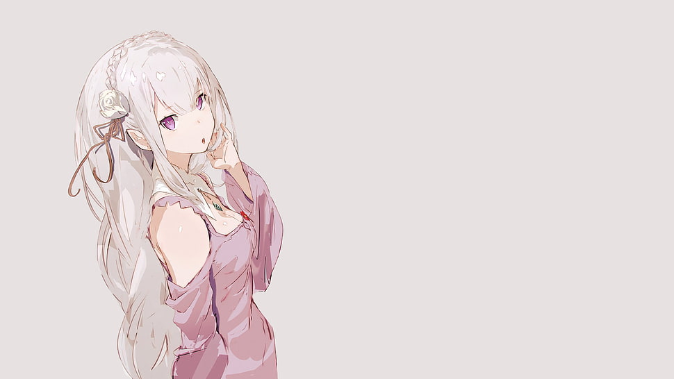 Emilia (Re: Zero), Re:Zero Kara Hajimeru Isekai Seikatsu, simple background, anime girls HD wallpaper