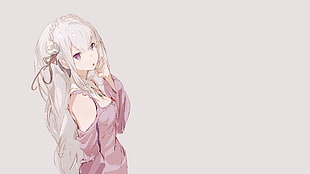 Emilia (Re: Zero), Re:Zero Kara Hajimeru Isekai Seikatsu, simple background, anime girls
