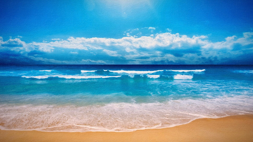 sea wave, beach, sea, horizon, sky HD wallpaper