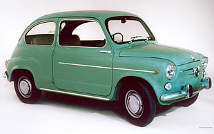 green and black classic coupe die-cast model, Fiat 600