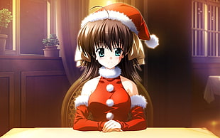 female cartoon character wearing santa costume