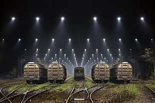 five train trailer illustration HD wallpaper
