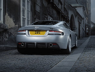 silver Aston Martin DBS