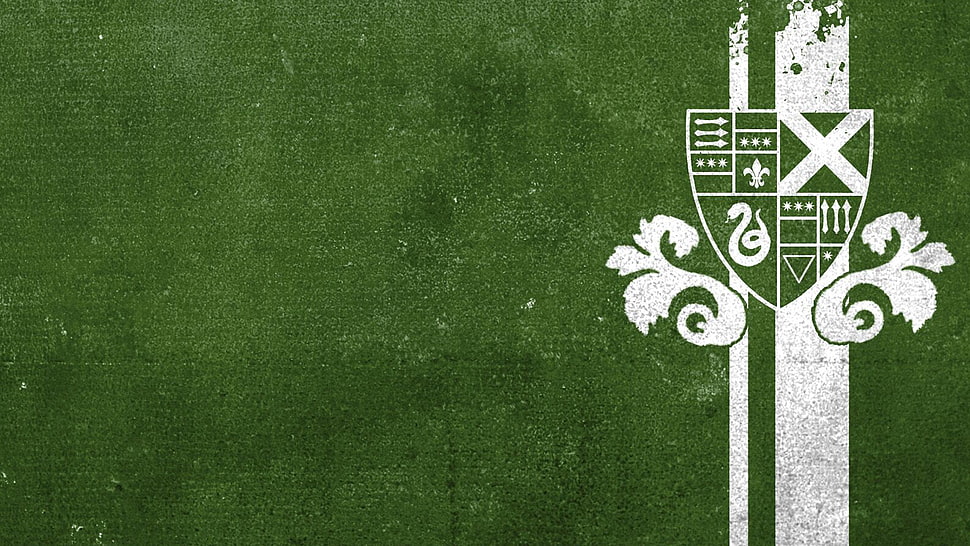 white and green logo, Slytherin, Sonserina, Harry Potter, Hogwarts HD wallpaper