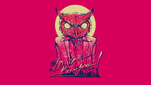 red owl illustration HD wallpaper