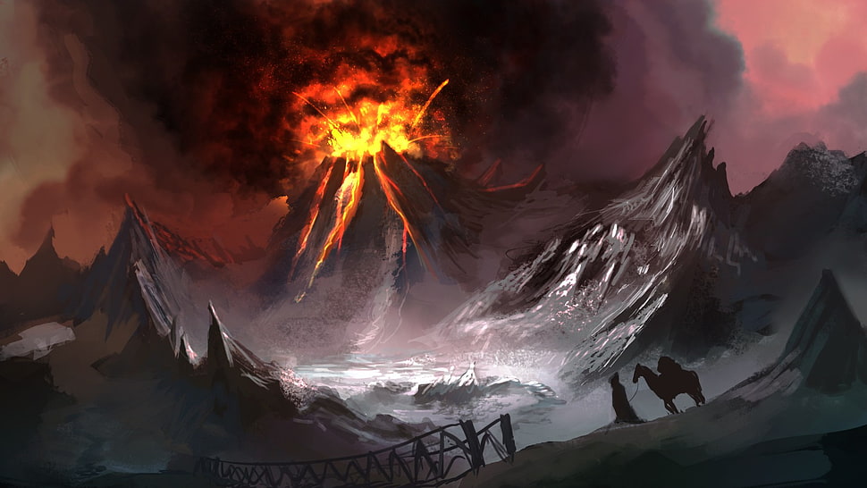 volcano eruption graphic wallpaper HD wallpaper