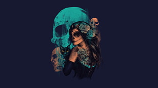 optical illusion of woman and skull painting HD wallpaper