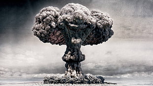 nuclear explosion digital wallpaper, fantasy art, nuclear
