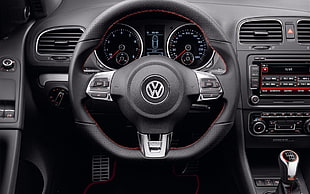 black Volkswagen car steering wheel, car, golf, Volkswagen