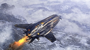black jet video game wallpaper, aircraft, military, airplane, war