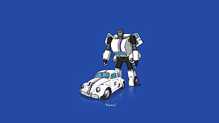 Herbie transformer illustration, car, Transformers, minimalism, herbie