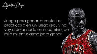 Michael Jordan with text overlay, typographic portraits, Michael Jordan, basketball, Chicago Bulls HD wallpaper