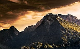 mountain ranges under sunset HD wallpaper
