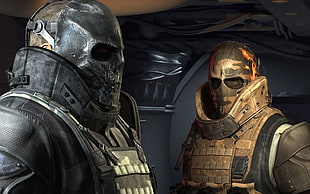 gray skull face mask, video games, Army of Two