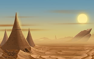 desert and brown pyramids illustration, Bejeweled, Bejeweled 3, Beyond Reality, fantasy art