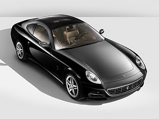 black Ferrari sports coupe illustration