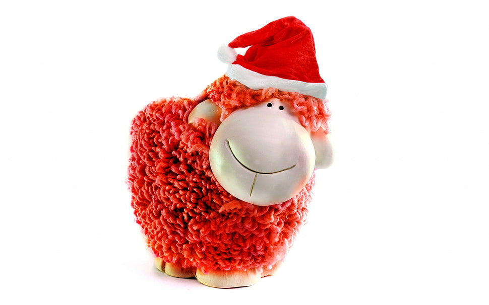 red and white plush toy, Christmas, New Year HD wallpaper