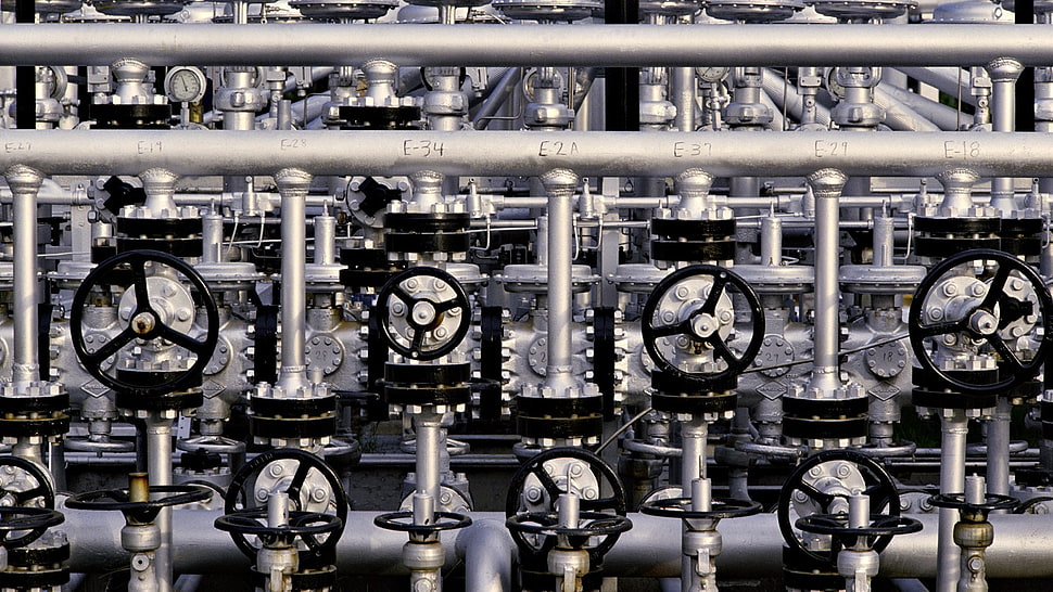 gray and black metal industrial machine, industrial, pattern HD wallpaper