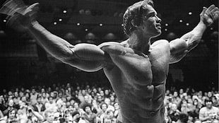 grayscale photo of Arnold Schwarzenegger, bodybuilding, Bodybuilder, Arnold Schwarzenegger