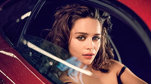 red car, Emilia Clarke HD wallpaper