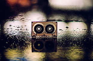 selective focus photography of cassette tape, cassette